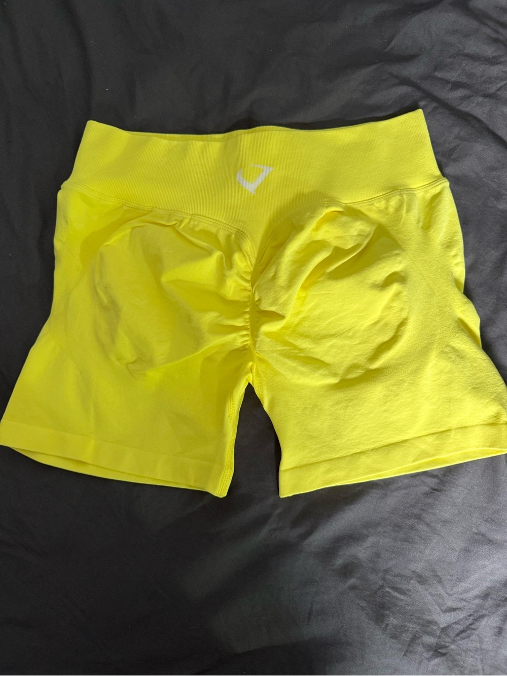 High-Waist Yellow Athletic Compression Shorts by - Picture 4 of 10
